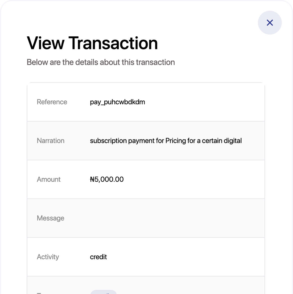 View your transaction details